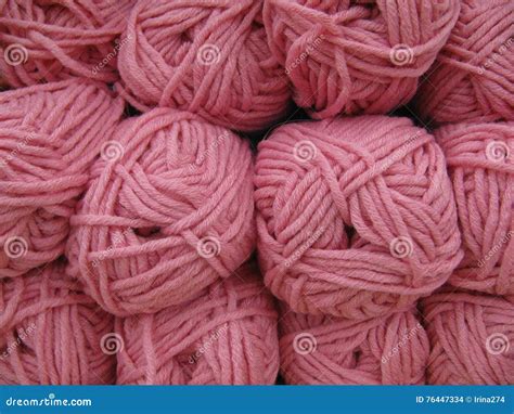 Set Of Pink Wool Yarn Balls Stock Photo Image Of Rope Clew 76447334