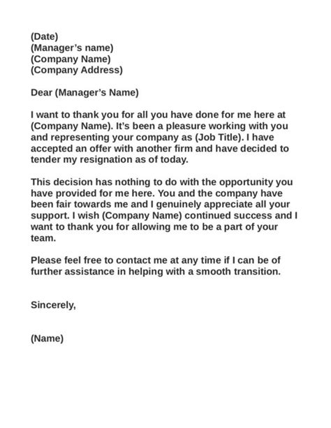 Sample Resignation Letter With Gratitude Gratitude