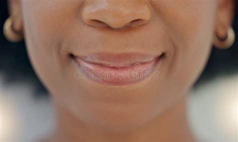 Closeup Of Smiling Headshot Of A Happy Woman Promoting Healthy Oral And