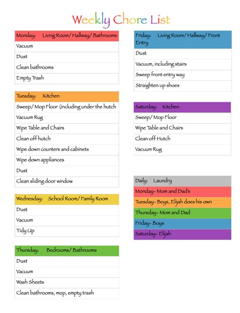 Household chore list for families we break the household chore list into daily chores, weekly chores, and monthly chores, along with a section on seasonal chores. Freedom Knights Academy: Back To School Boot Camp and ...