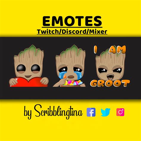 Emotes Baby Groot Emotes Twitch Emotes Love Emote Angry Etsy