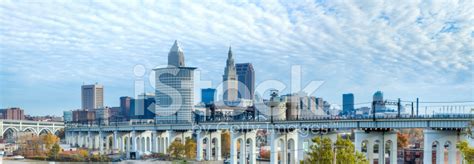 Cleveland Cityscape Panorama Stock Photo Royalty Free Freeimages