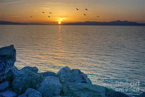 Great Salt Lake At Sunset Photograph By Martin Konopacki Fine Art America