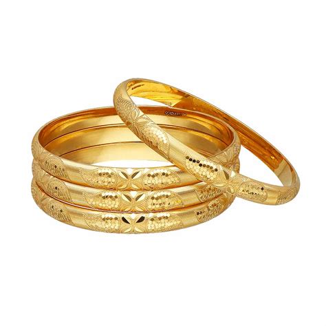 Buy Vaibhav Jewellers 22k Plain Gold Machine Made Rhodium 4 Set Bangles