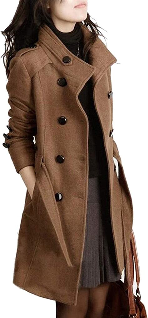 Redsheep Women Trench Wool Winter Coat Slim Double Breasted Winter Coat Long Coats Sportswear