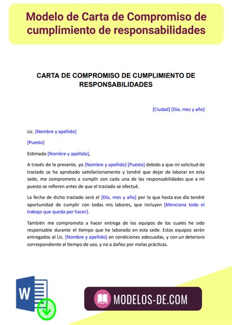 Modelo De Carta De Compromiso Laboral Richard Torres Ejemplo De Carta