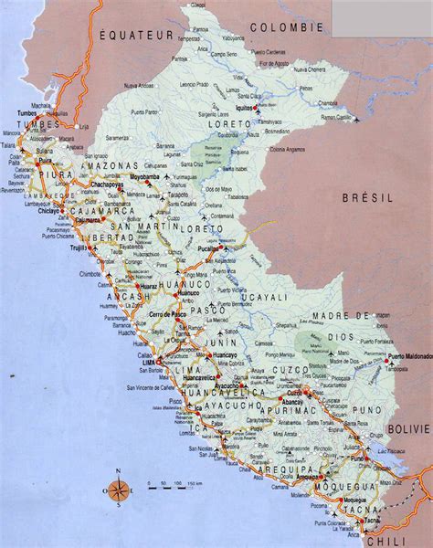 Large Detailed Road Map Of Peru With Airports Peru Large Detailed Road