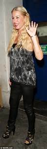 Denise Van Outen Shows Off Edgy Style In Black Leather Skintight Pants