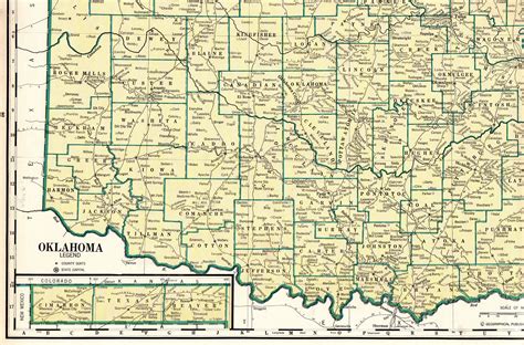 1931 Rare Size Antique Oklahoma State Map Poster Print Vintage Map Of