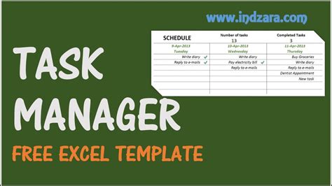 Task Manager Excel Template Youtube