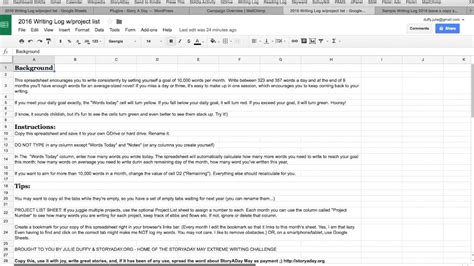 Storyaday Writing Log How To Get And Use Youtube