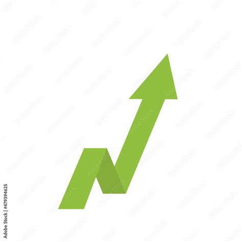 Green Arrow Up Graph Of Growth Isolated Vector Illustration On White