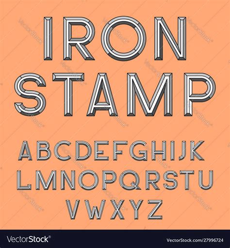 Metal Stamp Font Retro Typography Letterpress Vector Image
