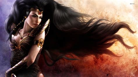 Warrior Queen With Wonderful Long Dark Hair Fantasy Warriorwoman