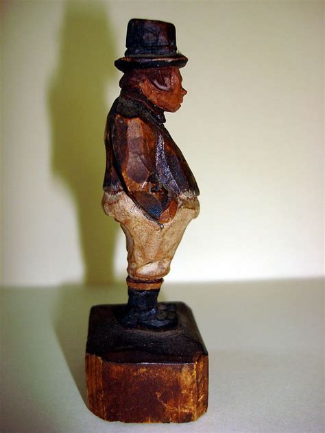 Vintage German Miniature Hand Carved Wood Figurine Joe The Fat Boy