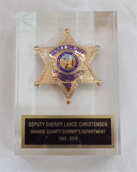 ORANGE COUNTY SHERIFF RECTANGLE LUCITE - ER Badge