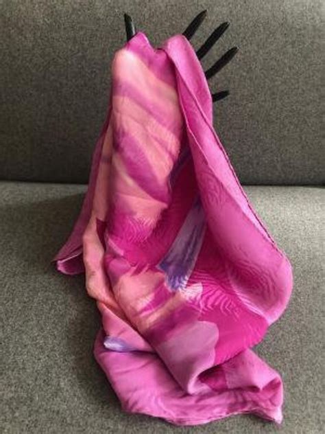 Large Vintage Silk Scarf By Anne De Sevil Paris Floral Lily Design