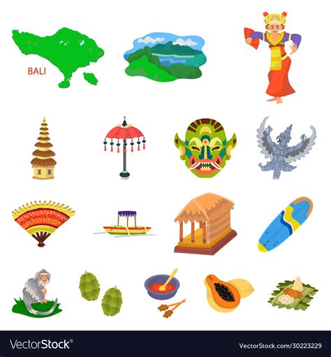 Isolated Object Bali And Indonesia Icon Set Vector Image