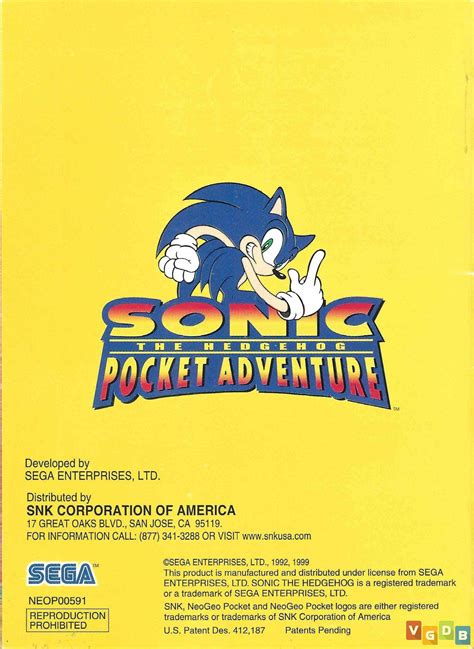 Sonic The Hedgehog Pocket Adventure Vgdb Vídeo Game Data Base