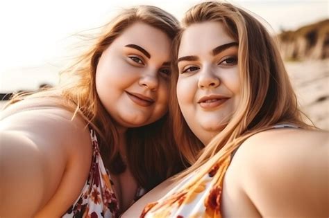 premium ai image two fat caucasian girls spending good time at the beach together neural
