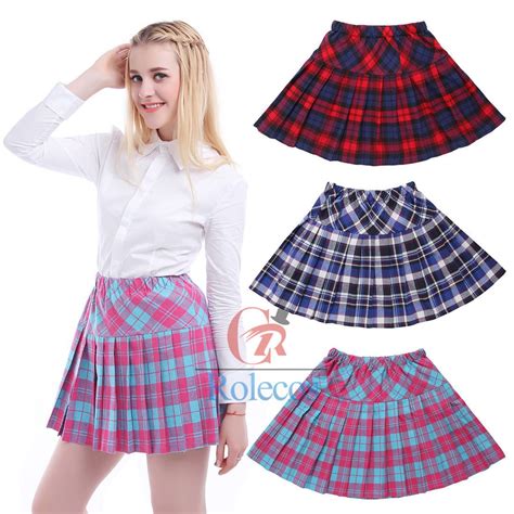 Women Girls Pleated Plaid School Uniform Mini Cheerleader Tartan Skirt