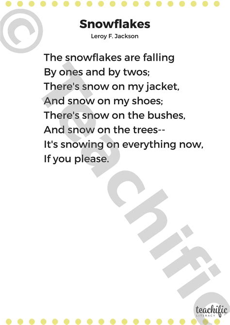 Poems Snowflakes K 3 Leroy J Jackson Teachific