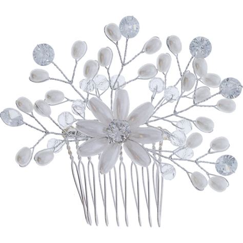 Bridal Flower Side Comb Large With Pearls And Diamantes Hairhouse Warehouse