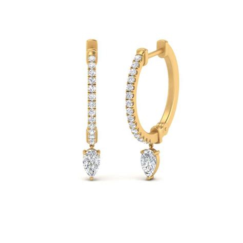 Hoop Diamond Pear Drop Earrings In 14K Yellow Gold Fascinating Diamonds