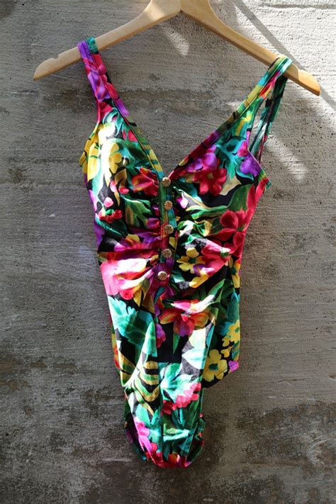 1970s Leotard Bathing Suit Beautiful Abstract Design Gem