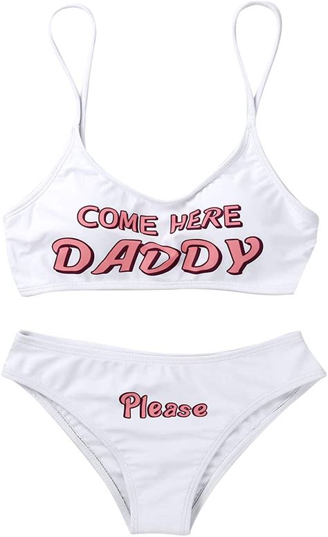 feeshow women s yes daddy bikini lingerie bra top and panty white size medium ebay