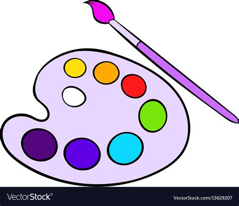 Art Palette With Paint Brush Icon Cartoon Vector Image