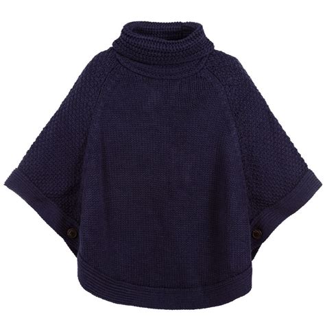 Brand Girls Blue Kniited Poncho At Joules Girls