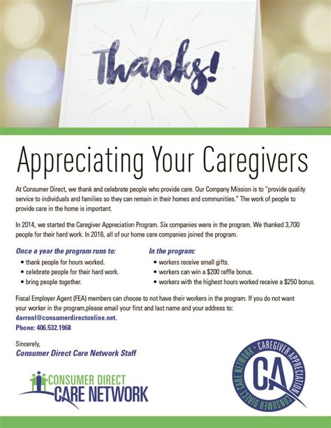 Caregiver Appreciation Consumer Direct Care Network Idaho