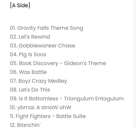 Gravityfallscipher On Twitter The Full Track List For The Gravityfalls Vinyl Soundtrack Is