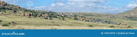 Panoramic View Of The Basotho Cultural Village In Golden Gate Editorial