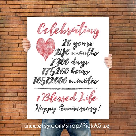 Our editors independently research, test, and recommend the best products; 20th anniversary 20 Year Anniversary Gift Print Wedding