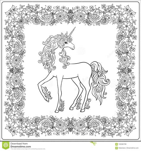 Unicorn In The Frame Arabesque In The Royal Medieval Style Ou Stock