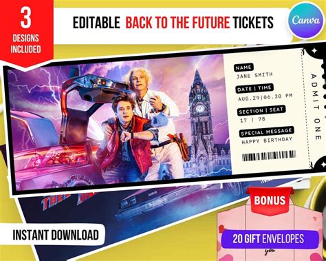 Printable Back To The Future Ticket Editable Tickets Etsy Canada