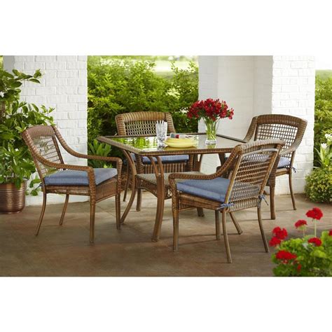 Home depot outdoor dining sets hampton bay. Hampton Bay Spring Haven Brown 5-Piece All-Weather Wicker ...