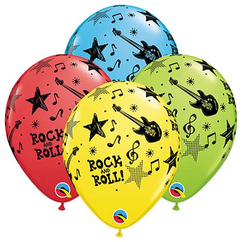 11 Inch Qualatex Rock And Roll Stars 6 Pk Latex Balloons