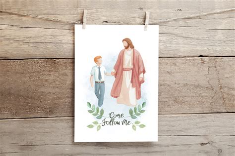 Come Follow Me Watercolor Painting Jesus With Children I Am Etsy