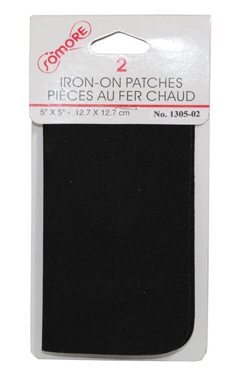 2 Iron On Repair Patches Mends Fabric Black 5 X 5 1305 02