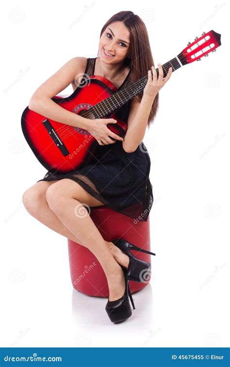 Woman Guitar Player Isolated Stock Image Image Of Metal Guitarist
