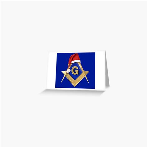 Freemason Christmas Santas Hat Blue Holiday Square And Compass Gold