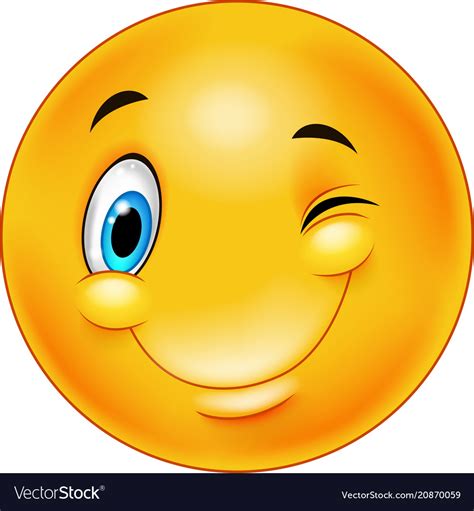 Cute Smiling And Winking Emoticon Royalty Free Vector Image