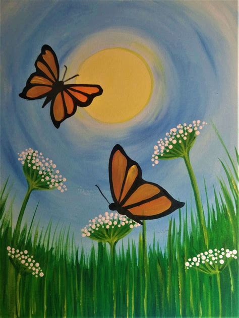 Flight Of The Butterfly Simple Acrylic Painting Of Butterflies And