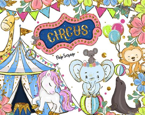 Circus Clip Art Carneval Illustrations Animal Circus Image Etsy