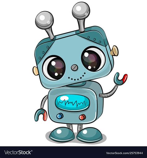 Cartoon Robot Isolated On A White Background Vector Image Robot