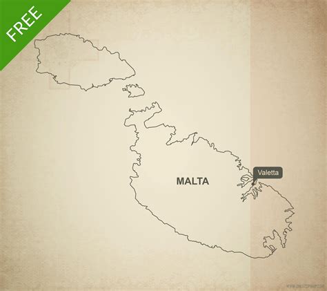 Free Vector Map Of Malta Outline One Stop Map