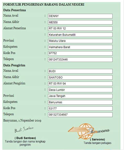 Contoh Formulir Pengiriman Barang Fungsi And Cara Mengisinya